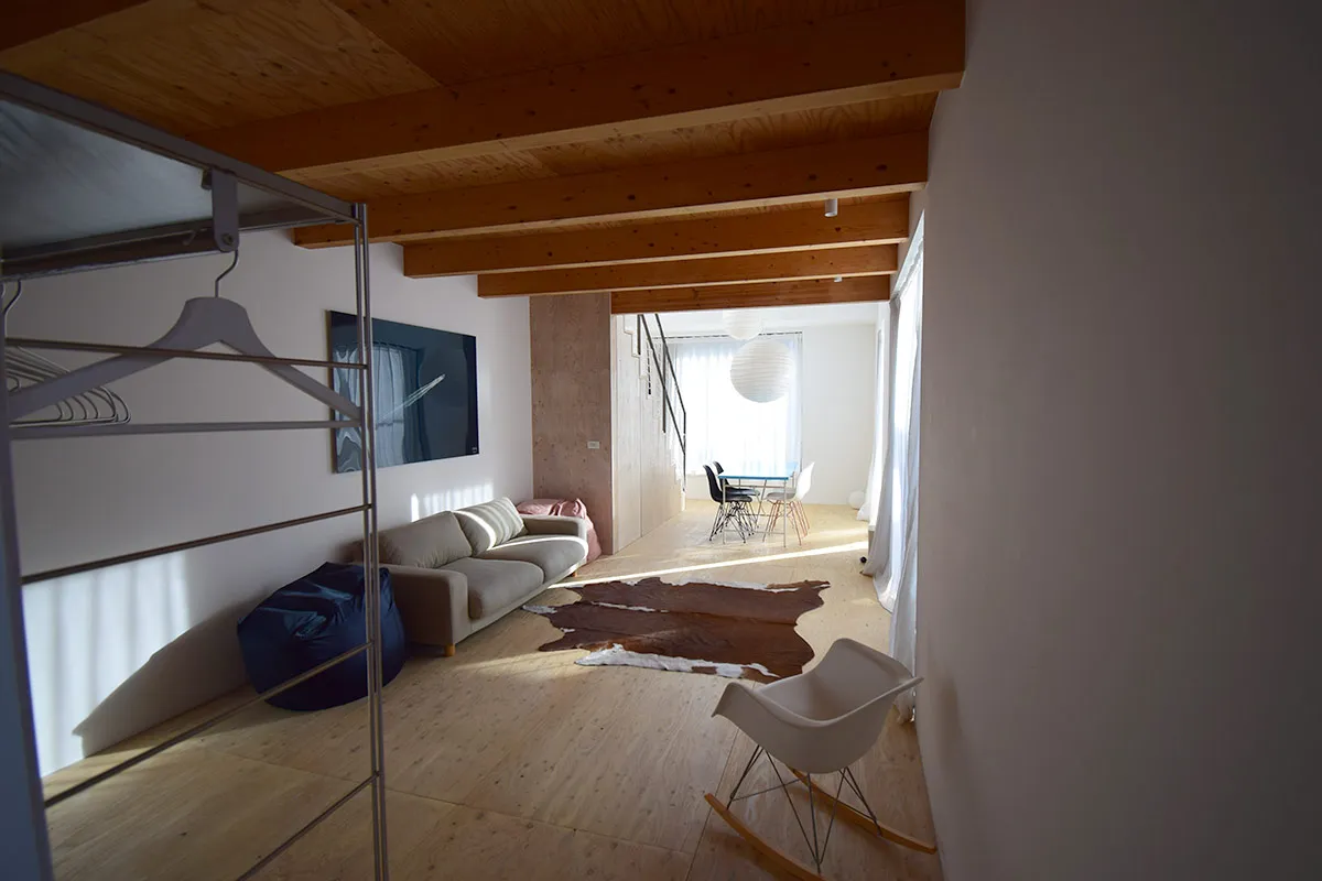 Renovated modern home with large window